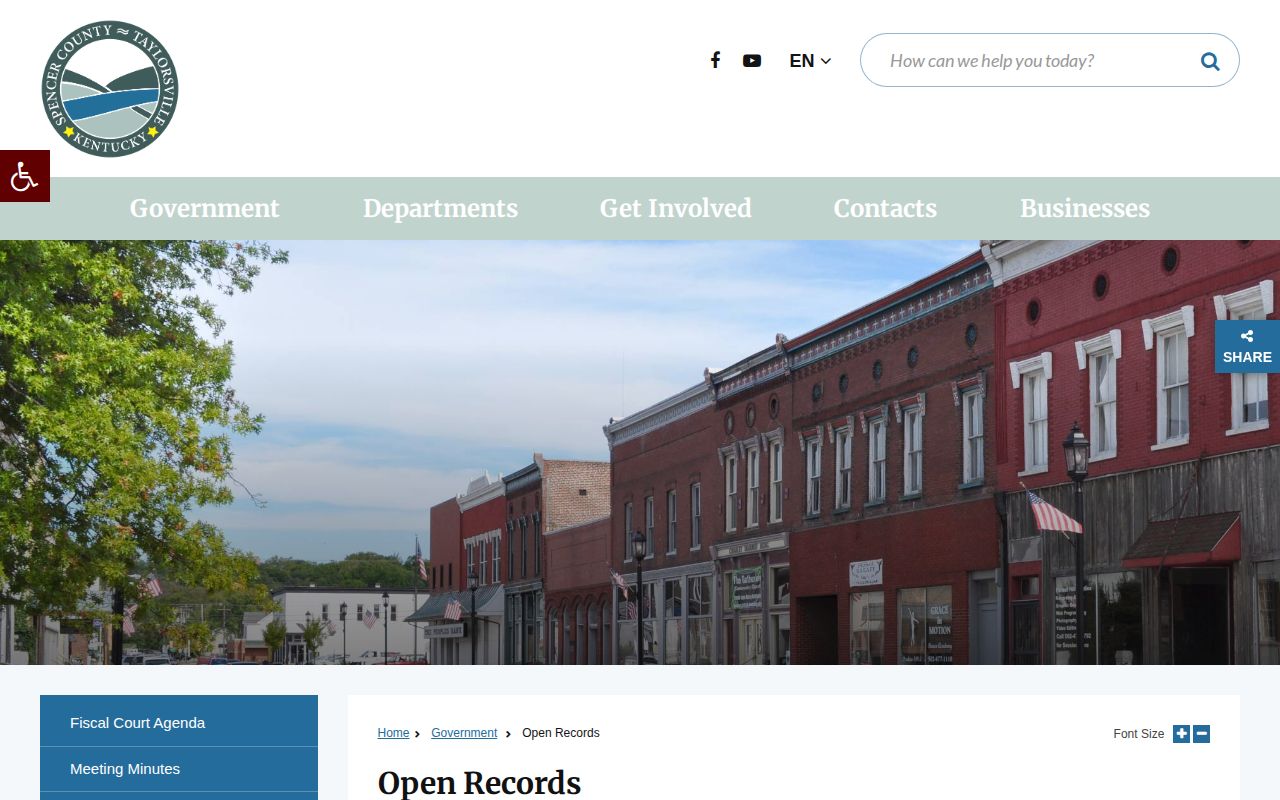 Spencer County open-records request page